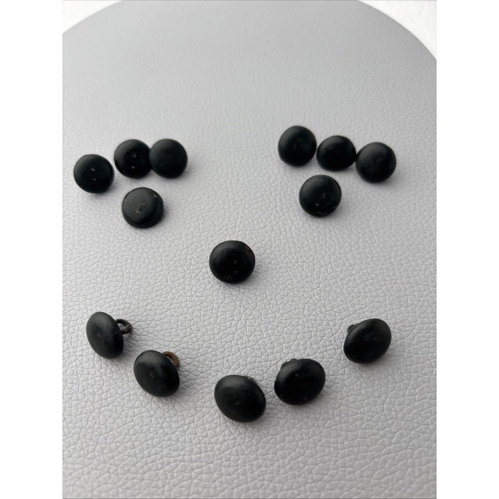 Victorian‎ Black Mourning Buttons Set Papier Mâché Metal Shank Antique Rare Lot